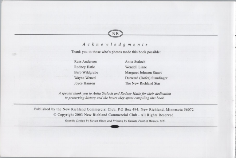 Acknowledgements and Publication Credits