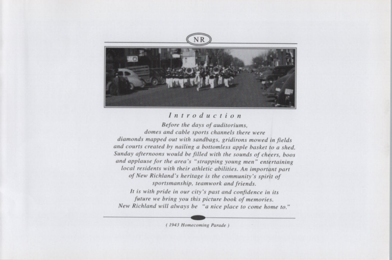 Introduction, scanned from the New Richland Sportsmanship, Teamwork, and Friends booklet.