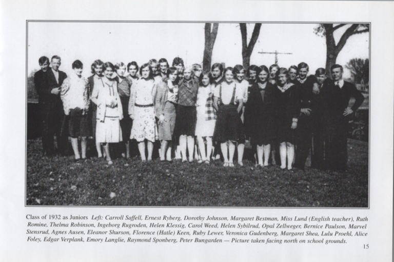 Class of 1932 as Juniors, scanned from the New Richland Sportsmanship, Teamwork, and Friends booklet.