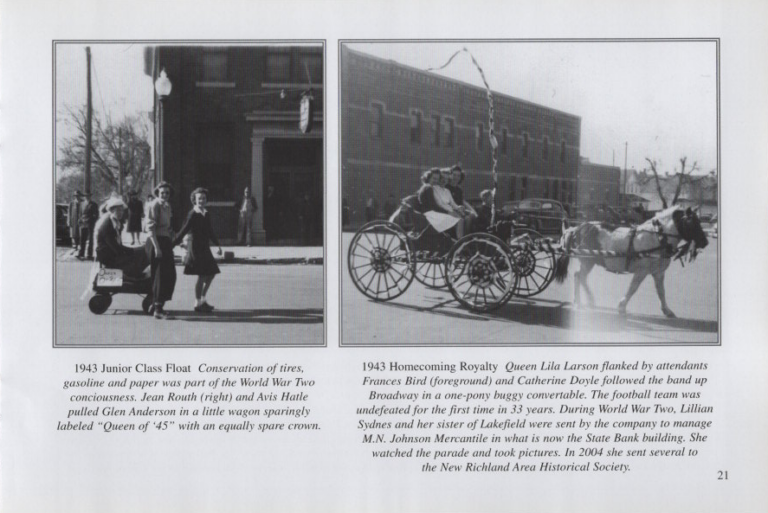 1943 Parade, scanned from the New Richland Sportsmanship, Teamwork, and Friends booklet.