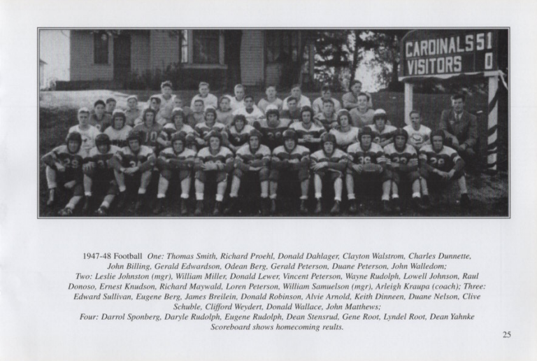 Football 1947-48, scanned from the New Richland Sportsmanship, Teamwork, and Friends booklet.