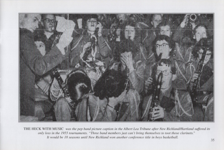 Pep Band, scanned from the New Richland Sportsmanship, Teamwork, and Friends booklet.