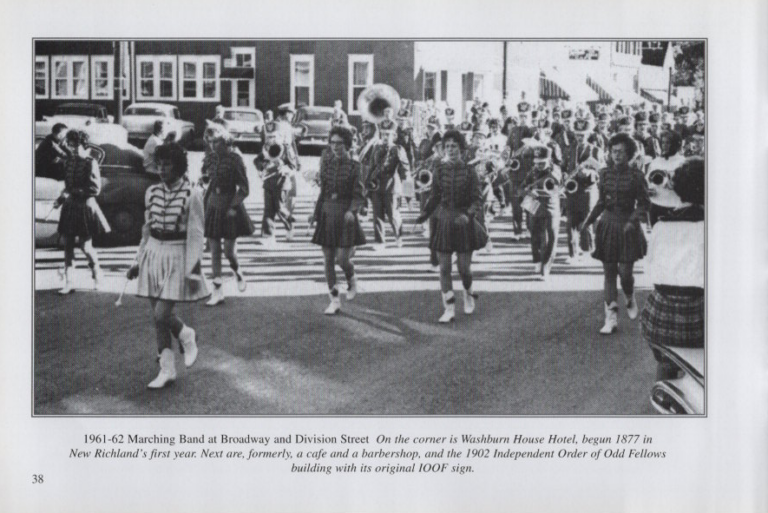 Marching Band 1961-62, scanned from the New Richland Sportsmanship, Teamwork, and Friends booklet.