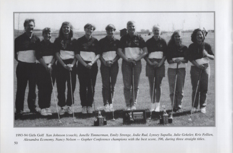 Girls Golf 1993-94, scanned from the New Richland Sportsmanship, Teamwork, and Friends booklet.