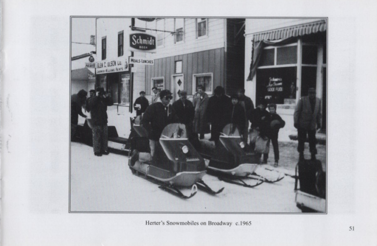 Herter's Snowmobiles on Broadway, circa 1965