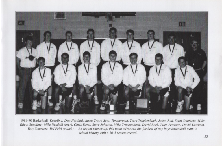 Basketball 1989-90, scanned from the New Richland Sportsmanship, Teamwork, and Friends booklet.