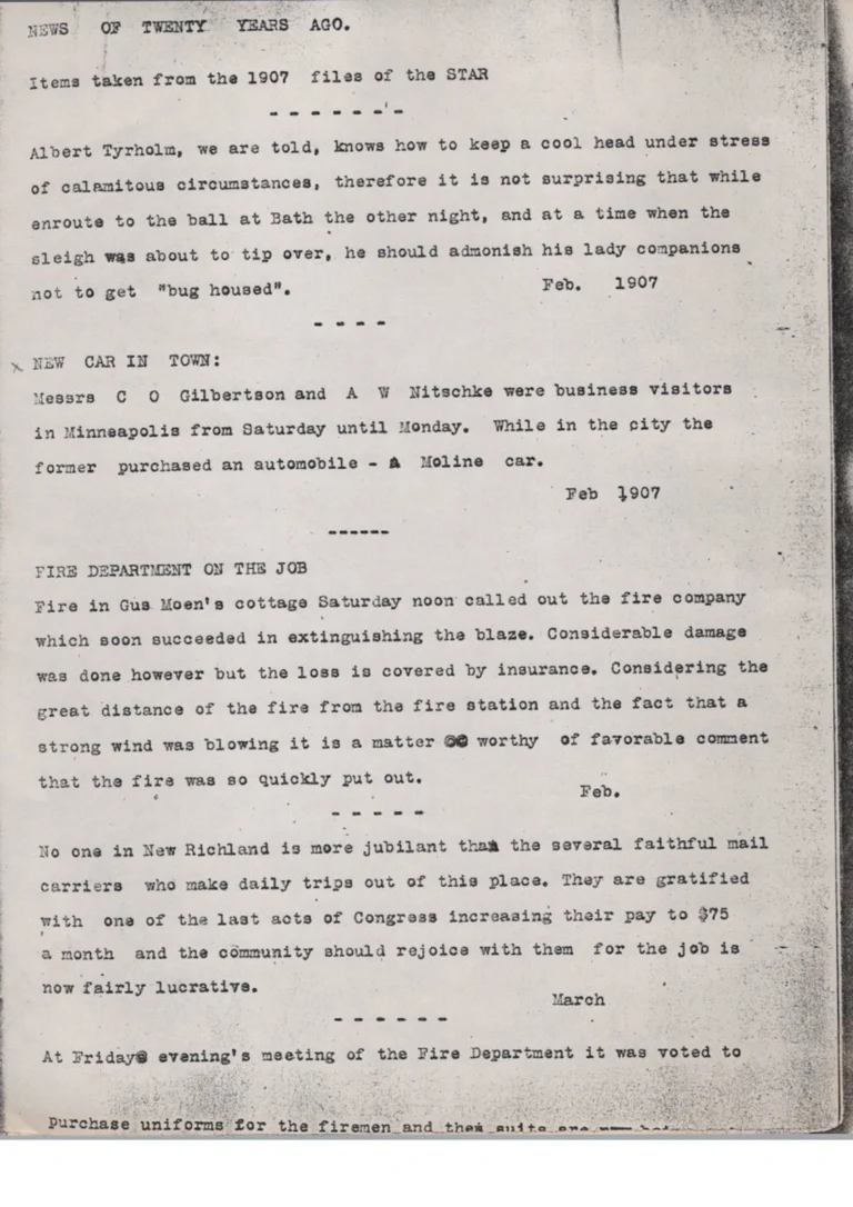 Scanned historical newspaper compilation, 1907 NR Star, page 1
