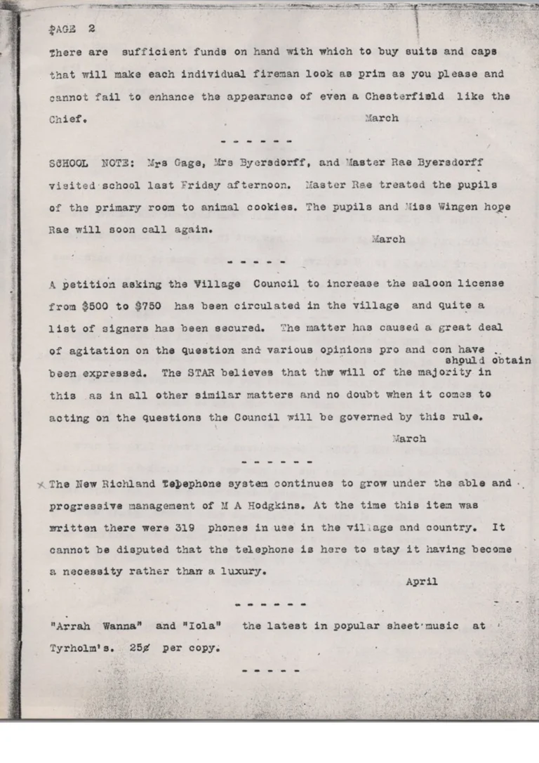 Scanned historical newspaper compilation, 1907 NR Star, page 2