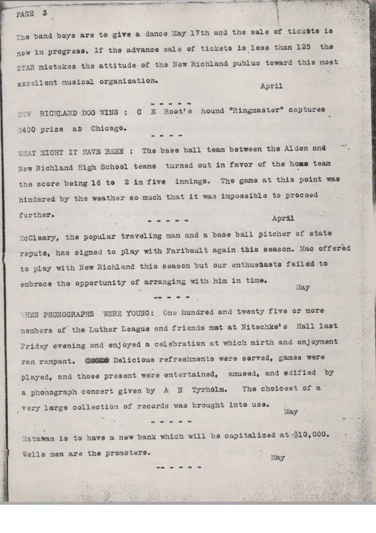 Scanned historical newspaper compilation, 1907 NR Star, page 3
