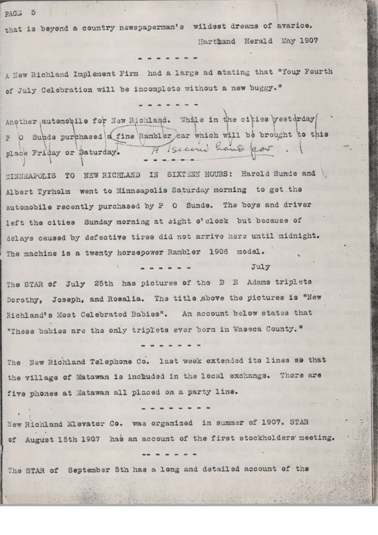 Scanned historical newspaper compilation, 1907 NR Star, page 5